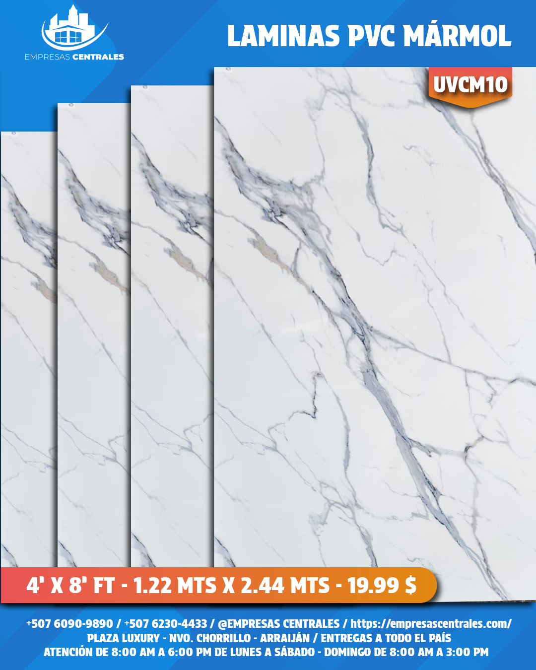 LAMINAS PVC 4X8 REVESTIMIENTO PARA PAREDES