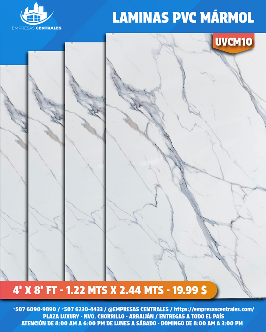 LAMINAS PVC 4X8 REVESTIMIENTO PARA PAREDES UVCM10