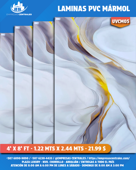 LAMINAS PVC 4X8 REVESTIMIENTO PARA PAREDES UVCM05