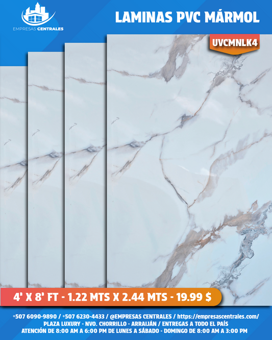 LAMINAS PVC 4X8 REVESTIMIENTO PARA PAREDES UVCMNLK4