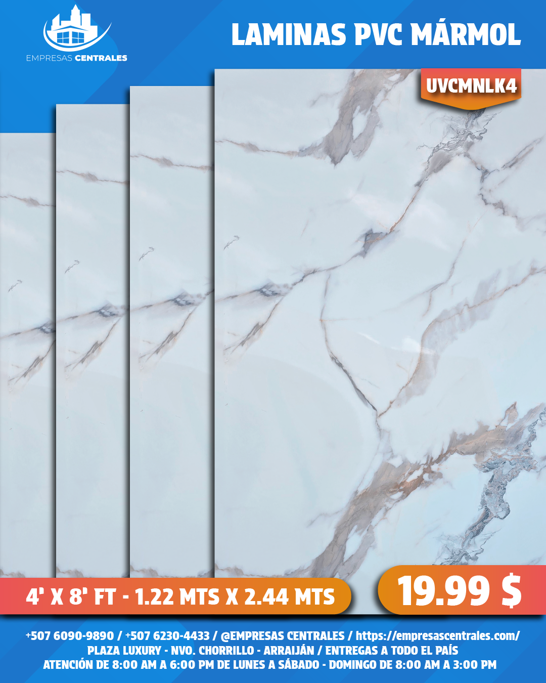 LAMINAS PVC 4X8 REVESTIMIENTO PARA PAREDES