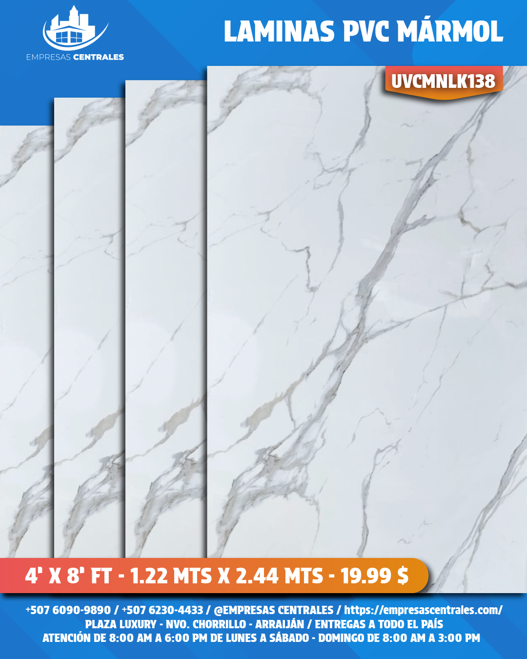 LAMINAS PVC 4X8 REVESTIMIENTO PARA PAREDES