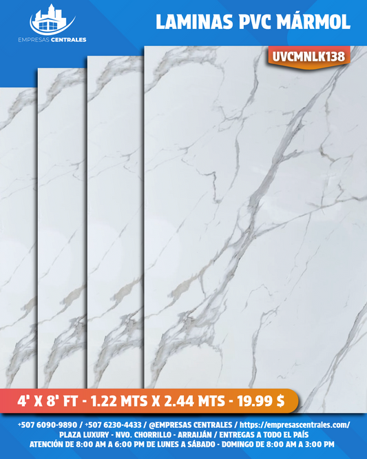 LAMINAS PVC 4X8 REVESTIMIENTO PARA PAREDES UVCMNLK138