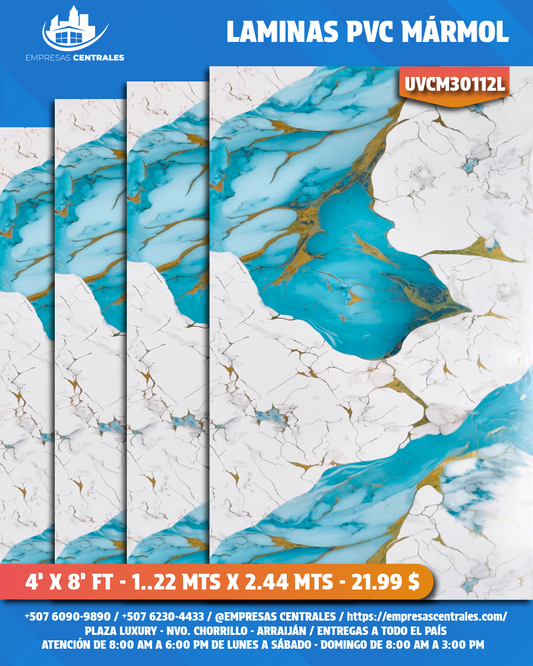 LAMINAS PVC 4X8 REVESTIMIENTO PARA PAREDES UVCM30112L
