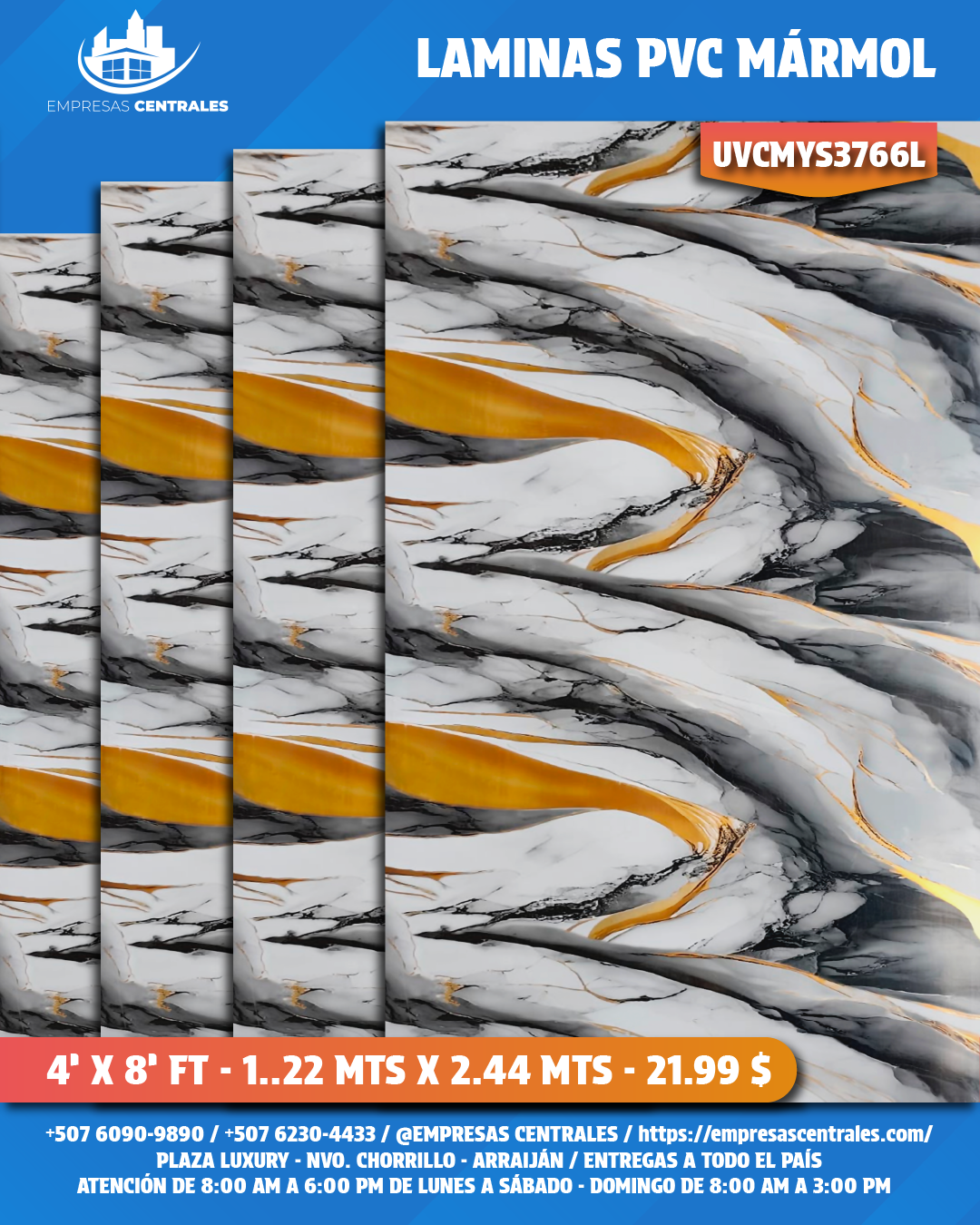 LAMINAS PVC 4X8 REVESTIMIENTO PARA PAREDES UVCMY3766L