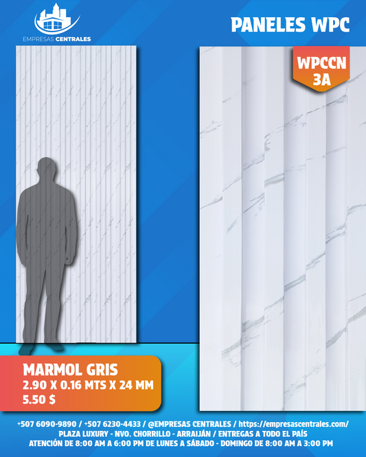 Panel WPC marmol blanco vetas grises WPCCN3A