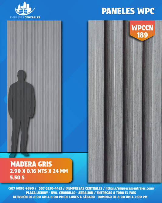 Panel WPC MADERA GRIS WPCCN189