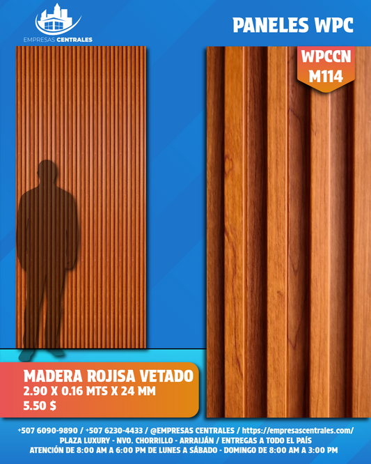 Panel WPC MADERA ROJISA VETADO WPCCNM114