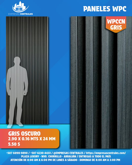 Panel WPC MADERA GRIS OSCURO WPCCNGRIS