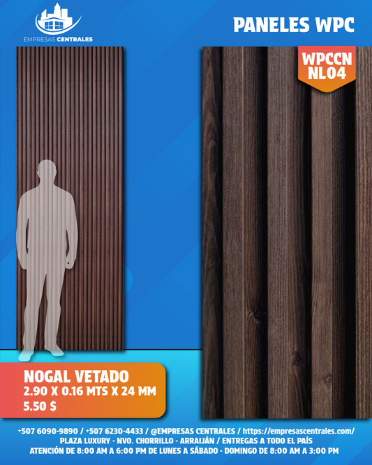Panel WPC MADERA NOGAL VETADO WPCCNNL04