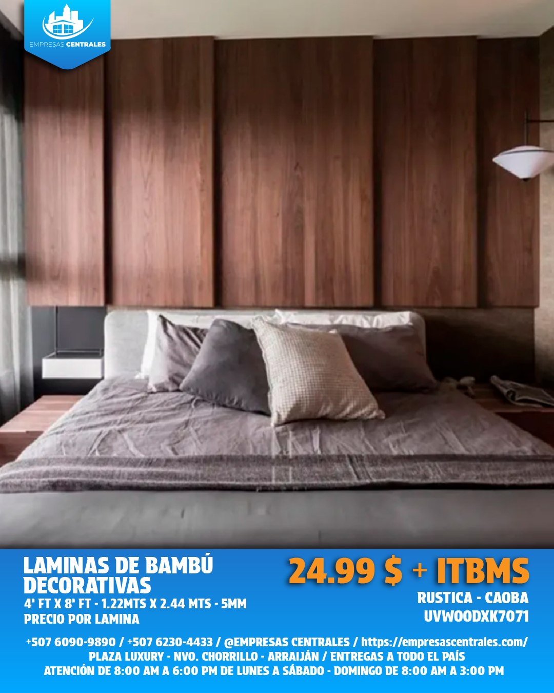 LAMINAS DECORATIVAS DE BAMBOO - MADERA RUSTICA caoba