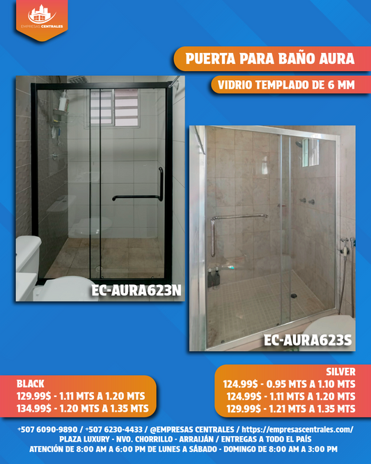 Puerta de Baño aura silver y negro