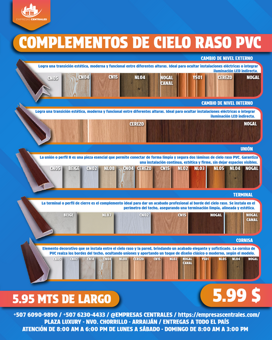 COMPLEMENTOS DE CIELO RASO PVC